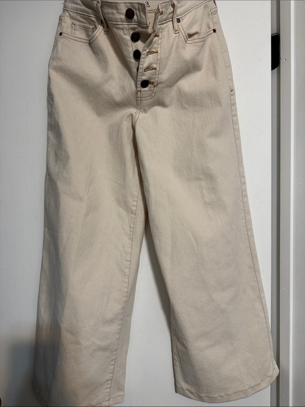 a.n.a Button-Fly Cream High-Waist Jeans